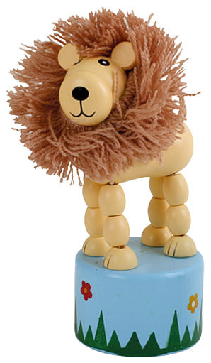 Wooden push figure "lion" colourful painted