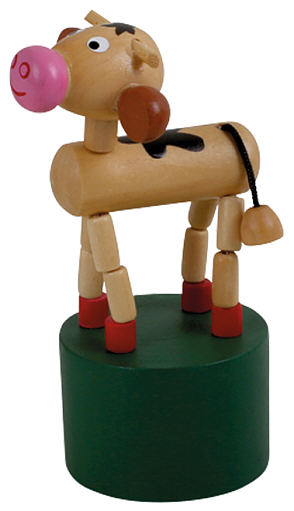 Wooden push figure "cow" painted