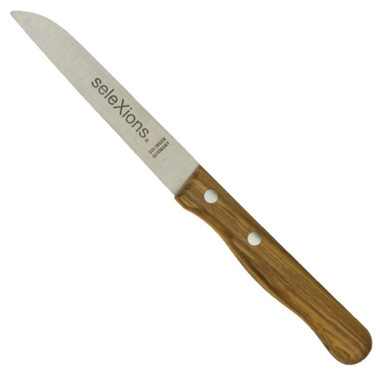 seleXions olive wood kitchen and vegetable knife, straigh blade