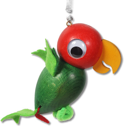 Sky-jumper parrot green with googly eyes