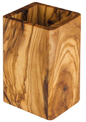 Köcher groß eckig Olivenholz