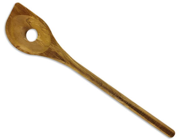 Spoon pointly, with hole, olive wood, equal shape