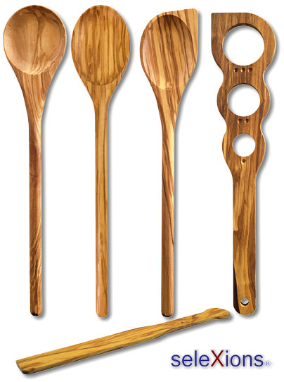 Set 5 pcs.: spoon round, oval, pointy, spaghetti meter and spatula