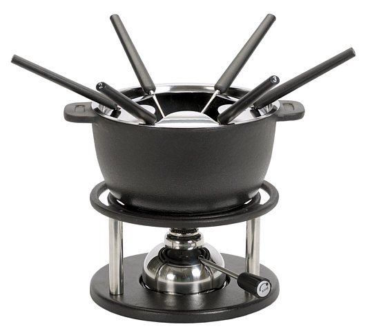 Kisag fondue set Twin with gasburner, 6 forks, squirt protect
