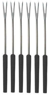 Kisag 6 fondue forks stainless steel, handle synthetic black