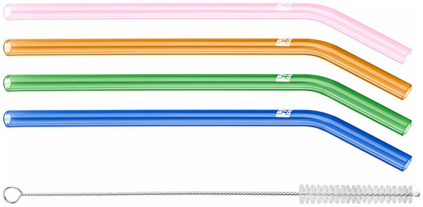 Zwilling Sorrento drinking straws bent, with brush, set of 4