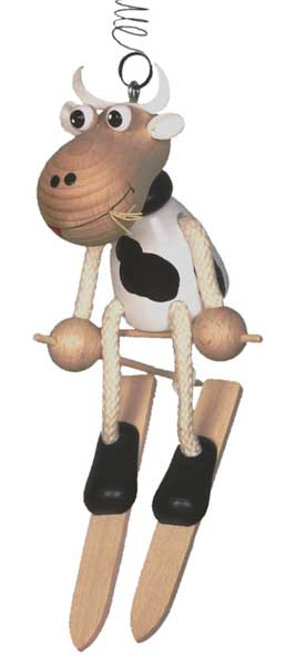 Sky-jumper cow with ski