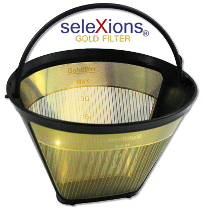 seleXions Scala Kaffeefilter Gold für 6-12 Tassen, mit Maßeinteil.