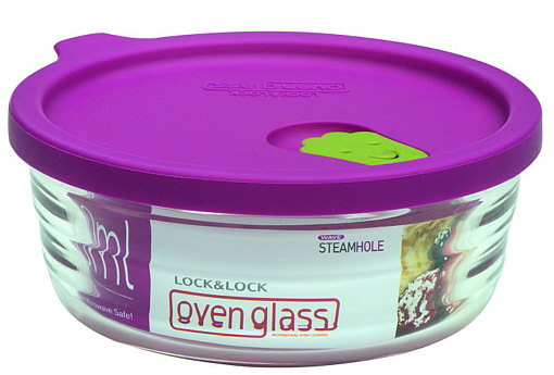 LocknLock oven glass w. microwave lid, round 340 ml