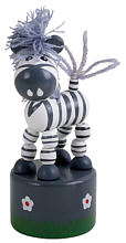 Wooden push figure "zebra" colourful painted