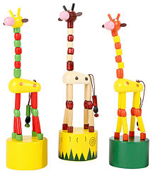 Wooden push figure "giraffe" colourful painted