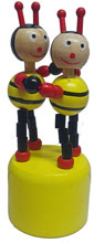 Wooden push figure "wasps" painted
