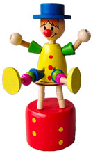 Wooden push figure "clown" yellow