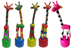 Wooden push figure "giraffe" colourful painted, assorted