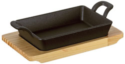 Küchenprofi serving pan square with wooden board BBQ