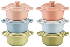 Staub cocotte Macaron round, set of 6, mixed colours, ceramic