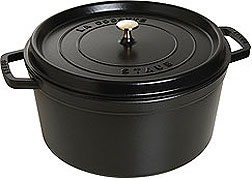 Staub Round Cocotte, cast-iron enameled, black