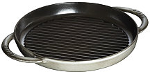 Staub Double handle grill, round, graphite grey