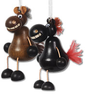 Sky-jumper horse with googly eyes, brown and black