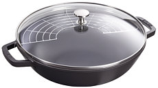 Staub wok, black, with glass lid