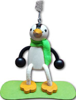 Sky-jumper pinguin with snowboard