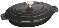 Staub casserole oval with lid, black