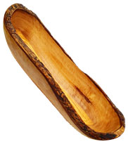Baguette bowl oval long, nature shape olive wood