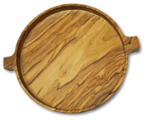 Tray "Face" round, small, olive wood