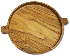 Tray "Face" round, large, olive wood