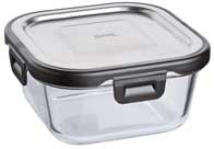 Container square, borosilikat with stainless steel lid, 520 ml