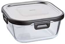 Container square, borosilikat with stainless steel lid, 800 ml