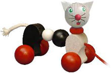 Animal pull toy cat coloured