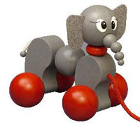 Animal pull toy elephant grau