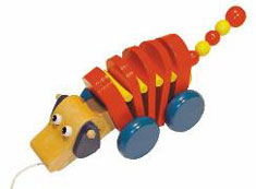 Animal pull toy dog "Waldi" coloured