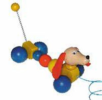Animal pull toy dachshund coloured