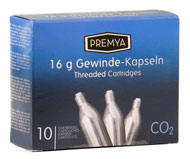 Premya carbon dioxide chargers (CO2) 16g, threaded, 10 pcs