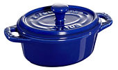 Staub mini cocotte oval dark blue ceramic