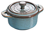 Staub mini cocotte round antik turquoise ceramic
