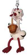 Sky-jumper stork with basket and frog