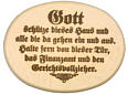 Plate oval, branded with german saying