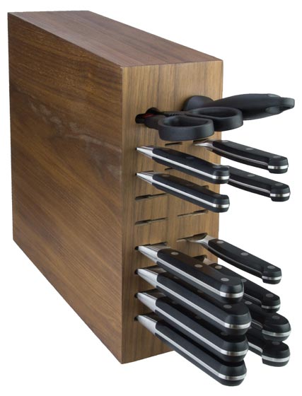 Knife block walnut wood, example for assembly